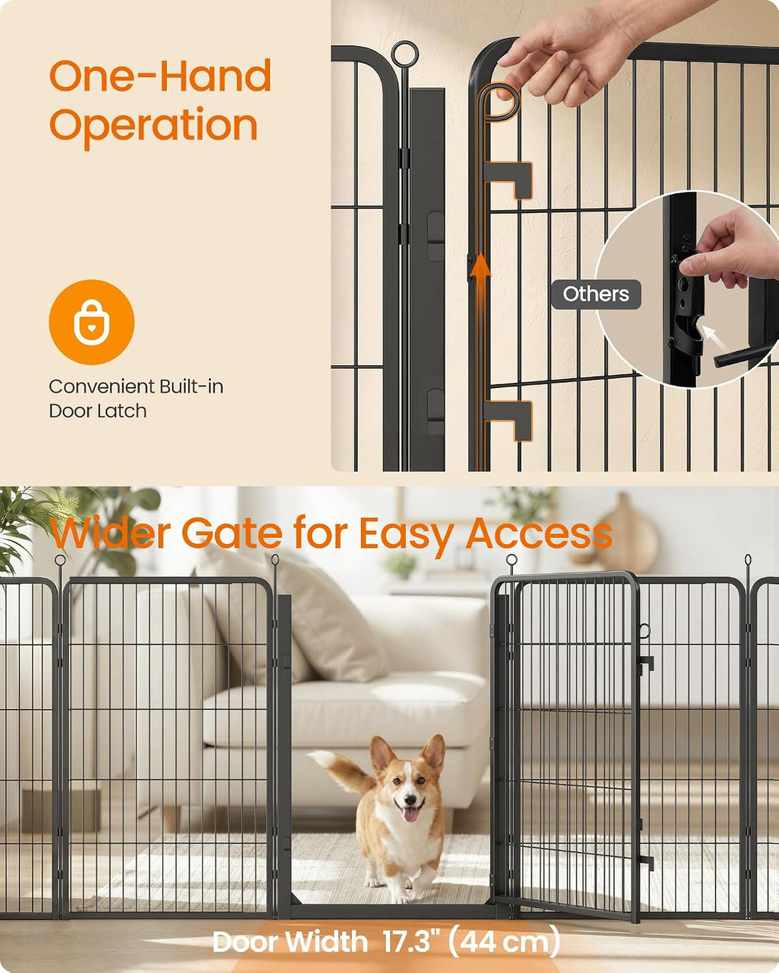 Feandrea 8-Panel Dog Playpen, 67 x 67 x 40 Inch