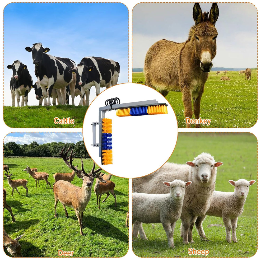 Livestock Scratch Brush With Spring Iron Holder,Animal Back