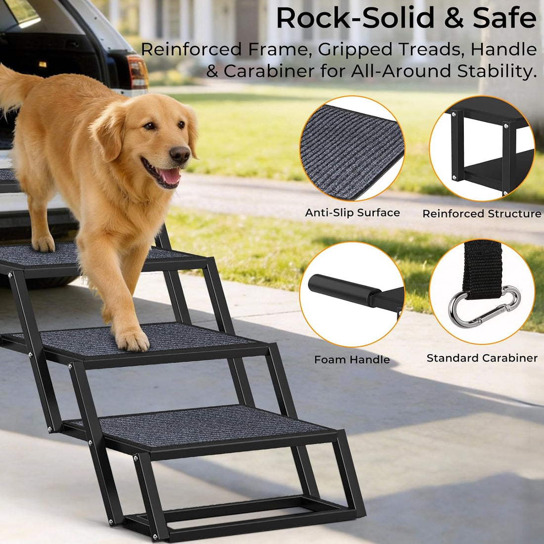 URPOWER Dog Stairs for Large Dogs Extra Wide 20" with 5
