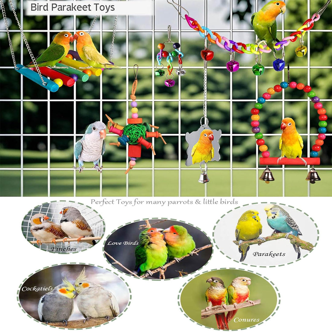 ESRISE 8 Pcs Parakeet Cockatiel Bird Toys