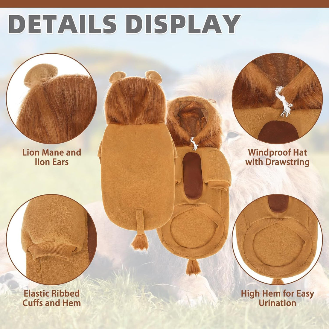 KOOLTAIL Dog Lion Mane Costume Clothes