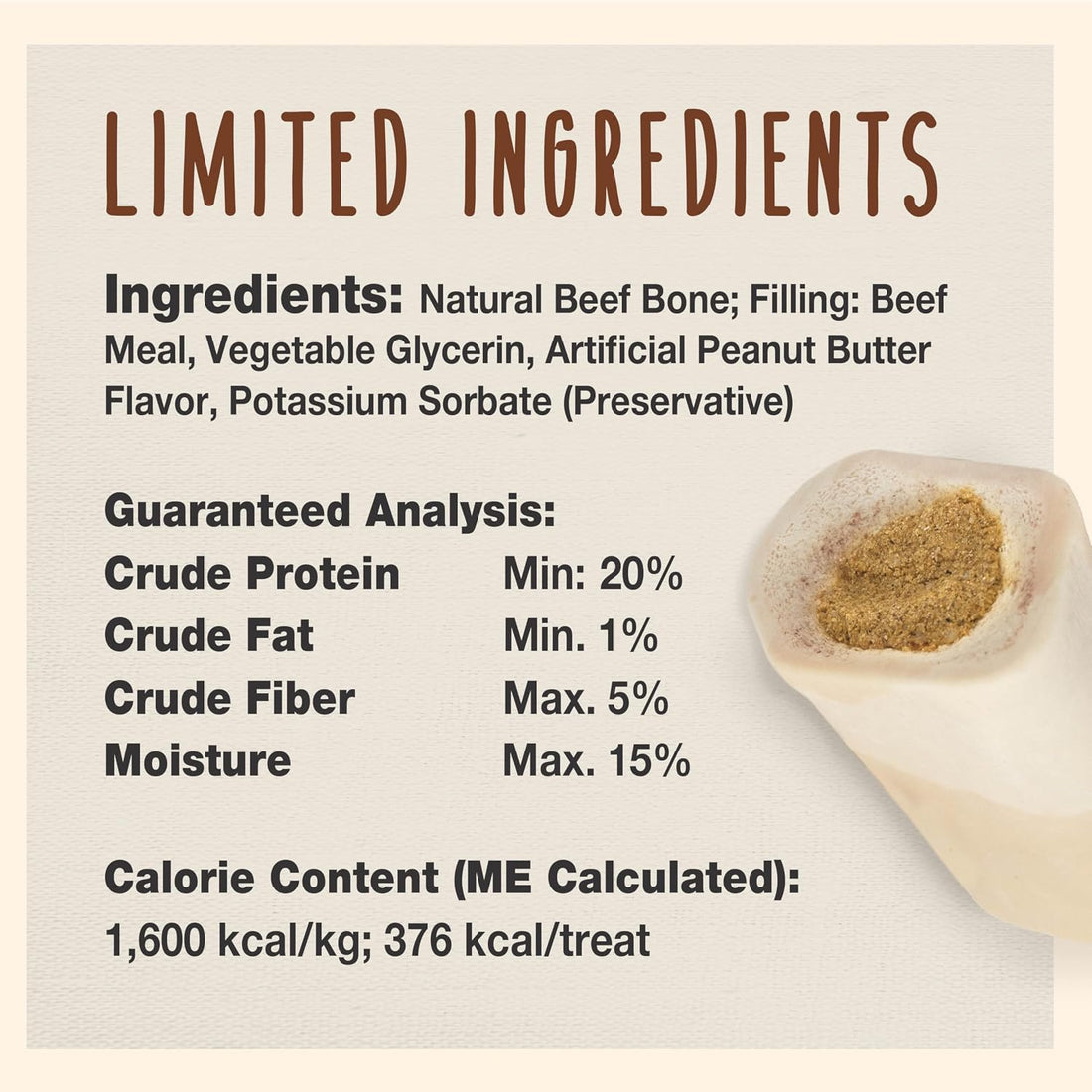 Cadet Stuffed Shin Bones for Dogs, Peanut Butter Flavor, Small