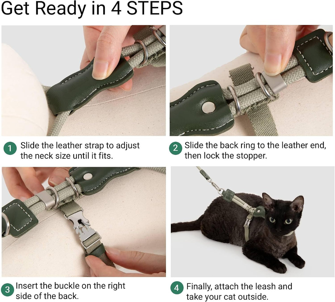 H-style Escape Proof Cat Harness and Leash Set