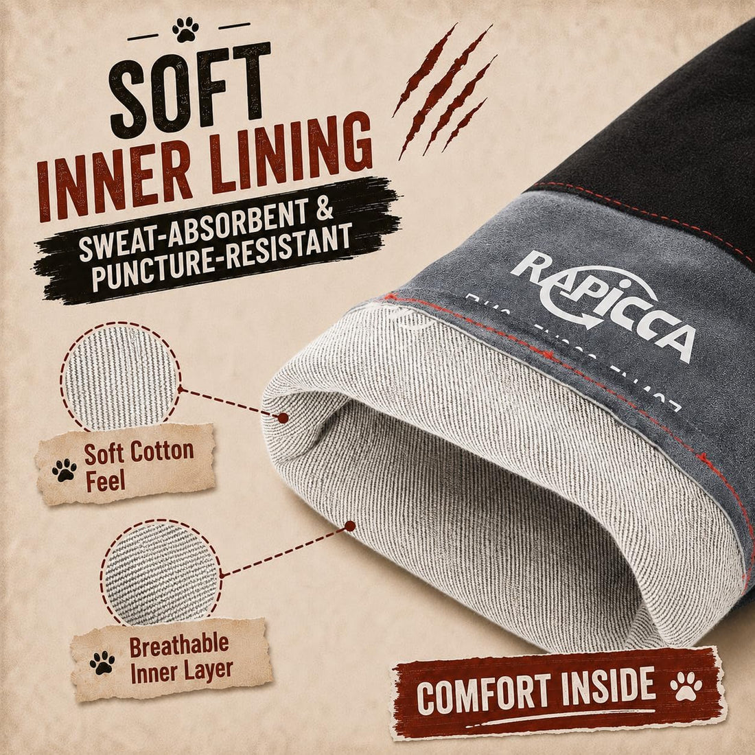 RAPICCA Animal Handling Gloves, Bite Proof Double Leather