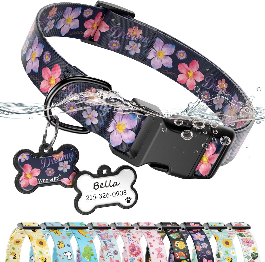 Personalized Dog Collar and Dog Tag Set,Comfortable for Small Medium