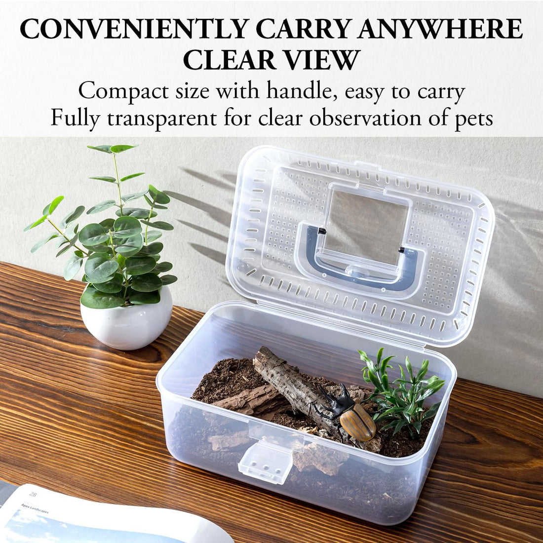 MyGift Reptile Carrier Critter Keeper Terrarium 9.5 x 6 Inch Clear