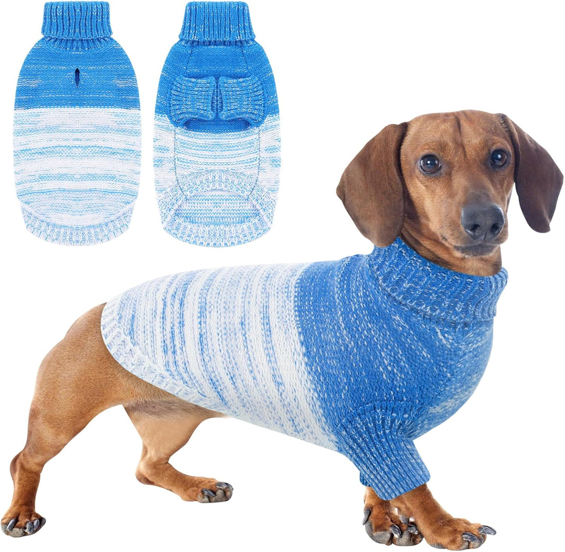 Queenmore Knitted Pullover Dog Sweater, Turtleneck Pet Cat Sweater