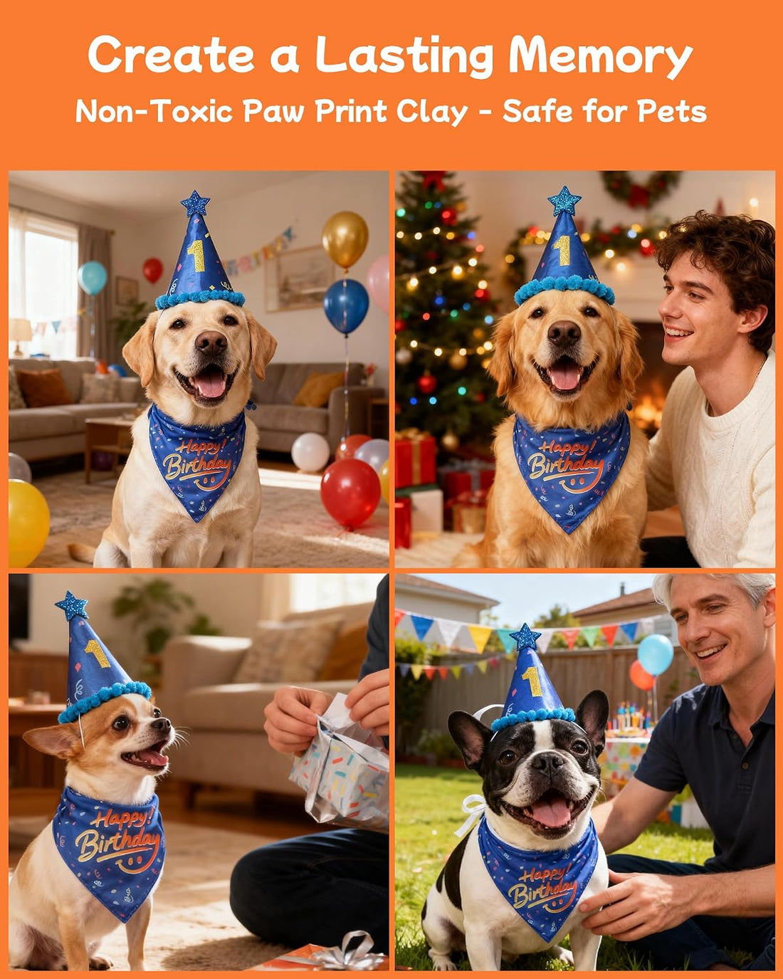 JZXOIVA Dog Birthday Party Supplies with Paw Print Kits