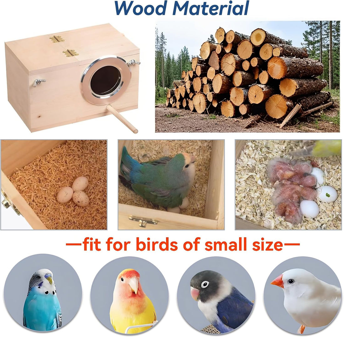 JSLZF Parakeet Nesting Box, Bird Nest Box with Perch for Parrot