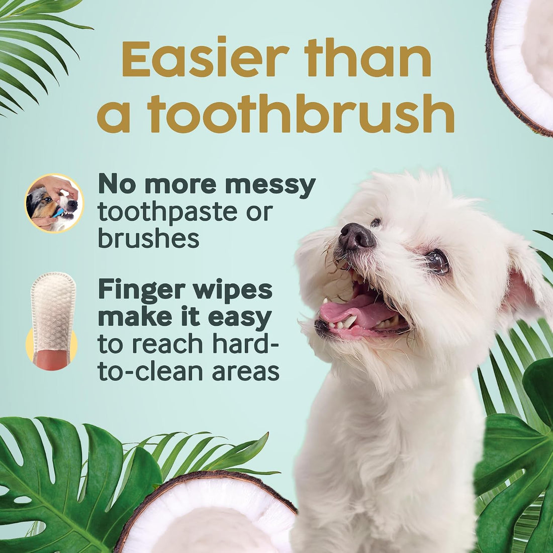 Cocopup Dog Teeth Cleaning Wipes | Pet Dental Finger Wipes