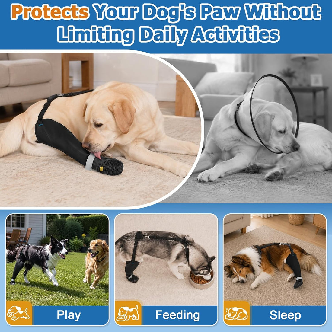 BARKLESS Rear Leg Sleeve with Paw Protector