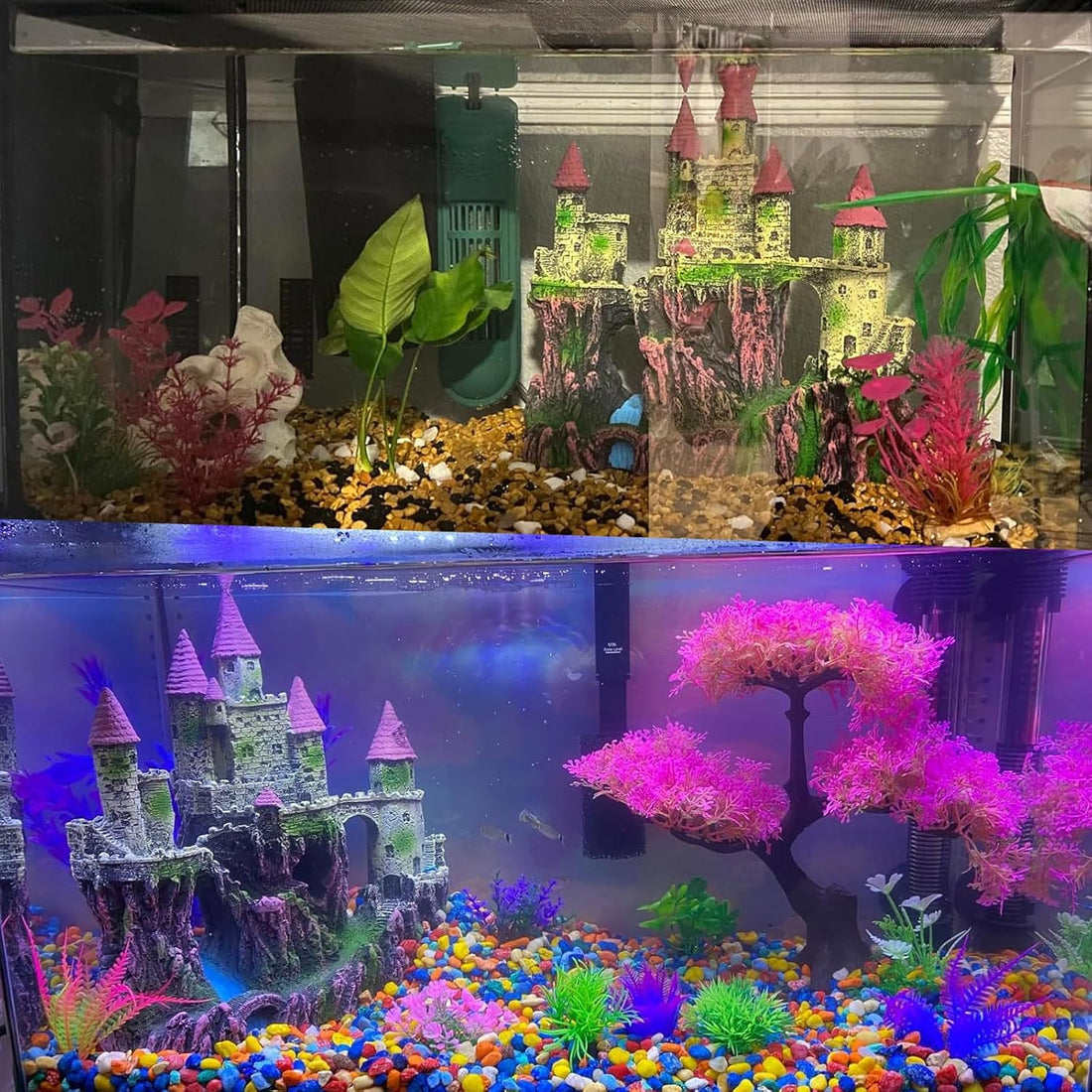 PINVNBY Aquarium Resin Castle Decoration,Fish Tank Driftwood Castle