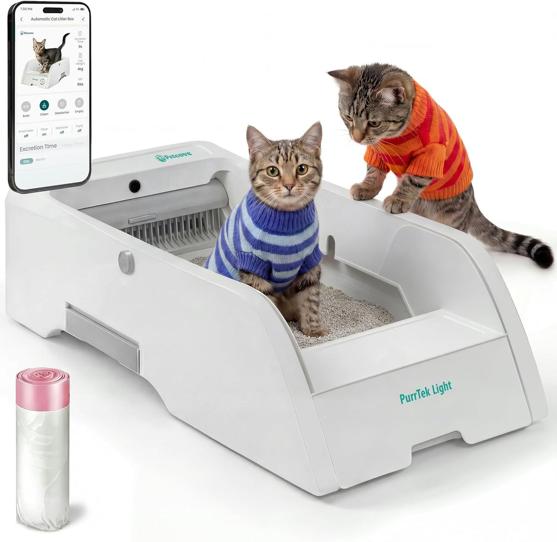 PetCove PurrTek Light Open Top Automatic Litter Box Self Cleaning