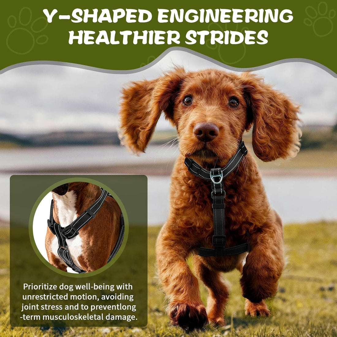 Dog Harness,Adjustable No Pull Dog Harness,Y-Shaped Design