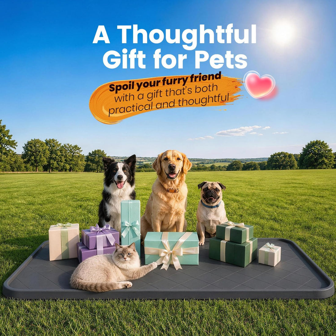 53.9" L x 28" W Extra-Large Silicone Dog Feeding Mat