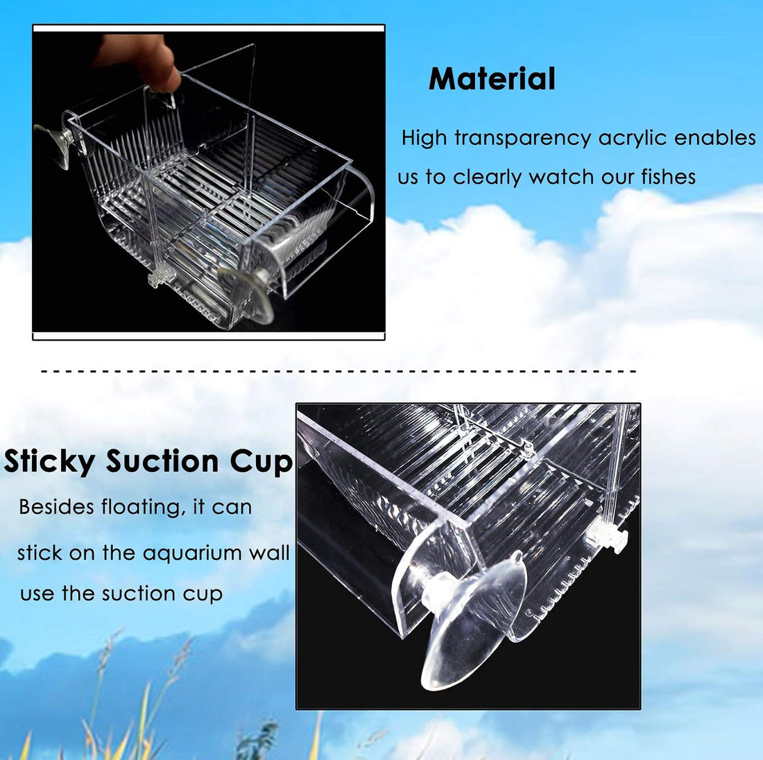 capetsma Fish Breeding Box, Acrylic Fish Isolation Box with Suction