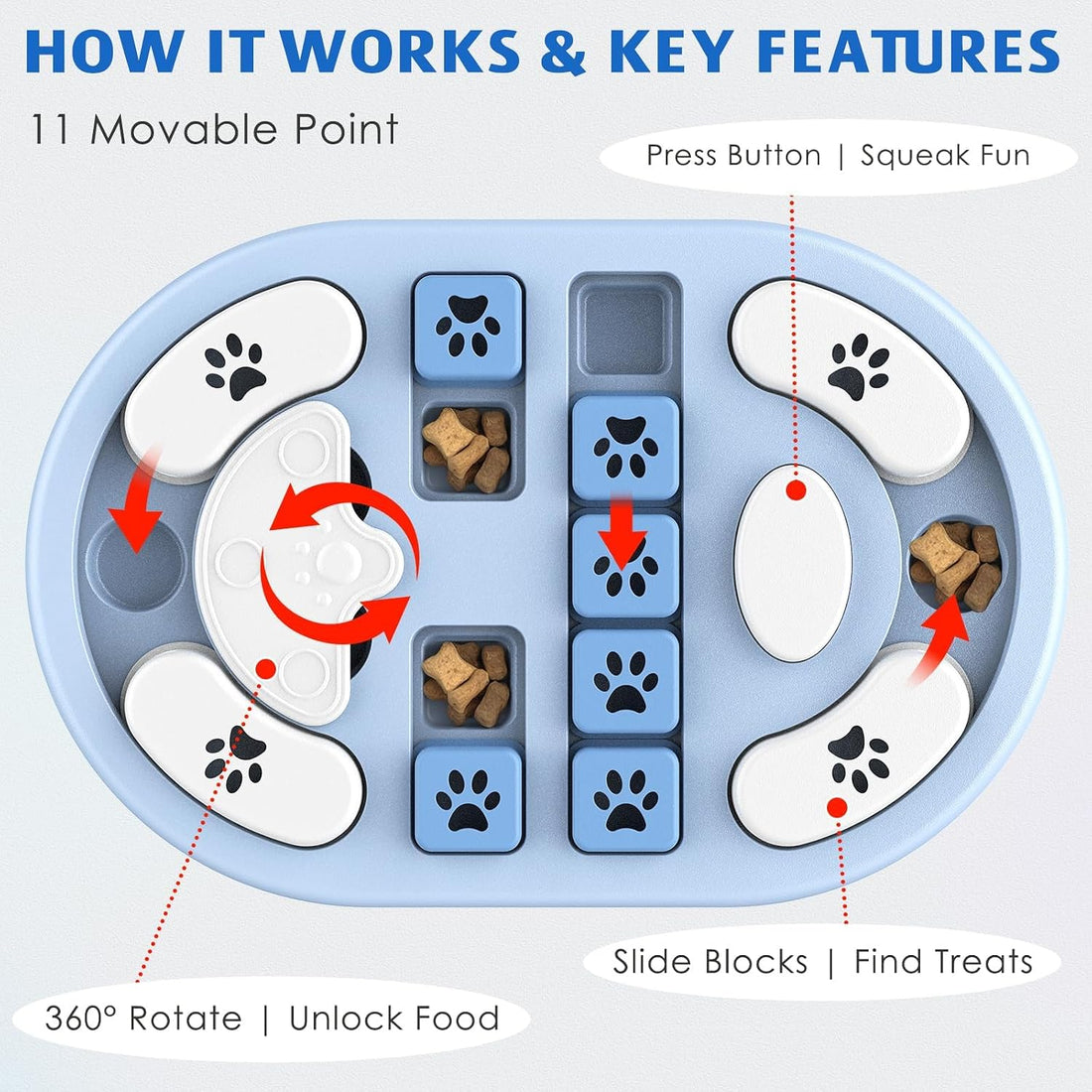 Dog Puzzle Toy, Interactive Treat Dispensing Toys, Gray