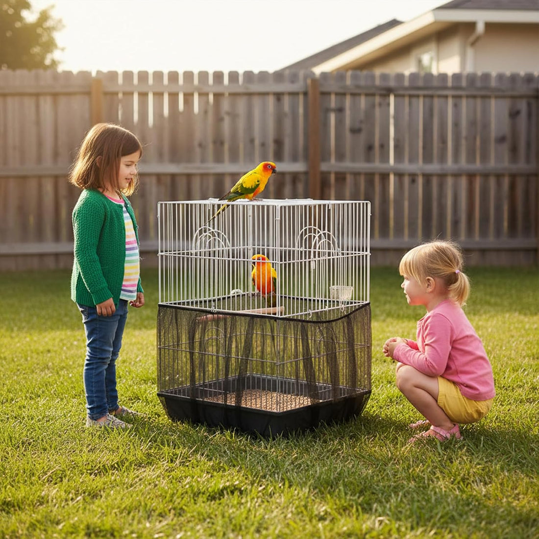 2 Pcs Seed Catcher for Bird Cage,Bird Cage Netting Seed Catcher