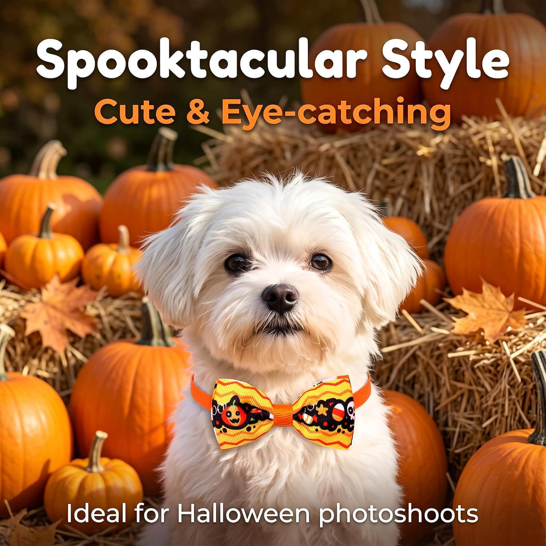 16Pcs Halloween Dog Bow Tie for Small Medium Dogs