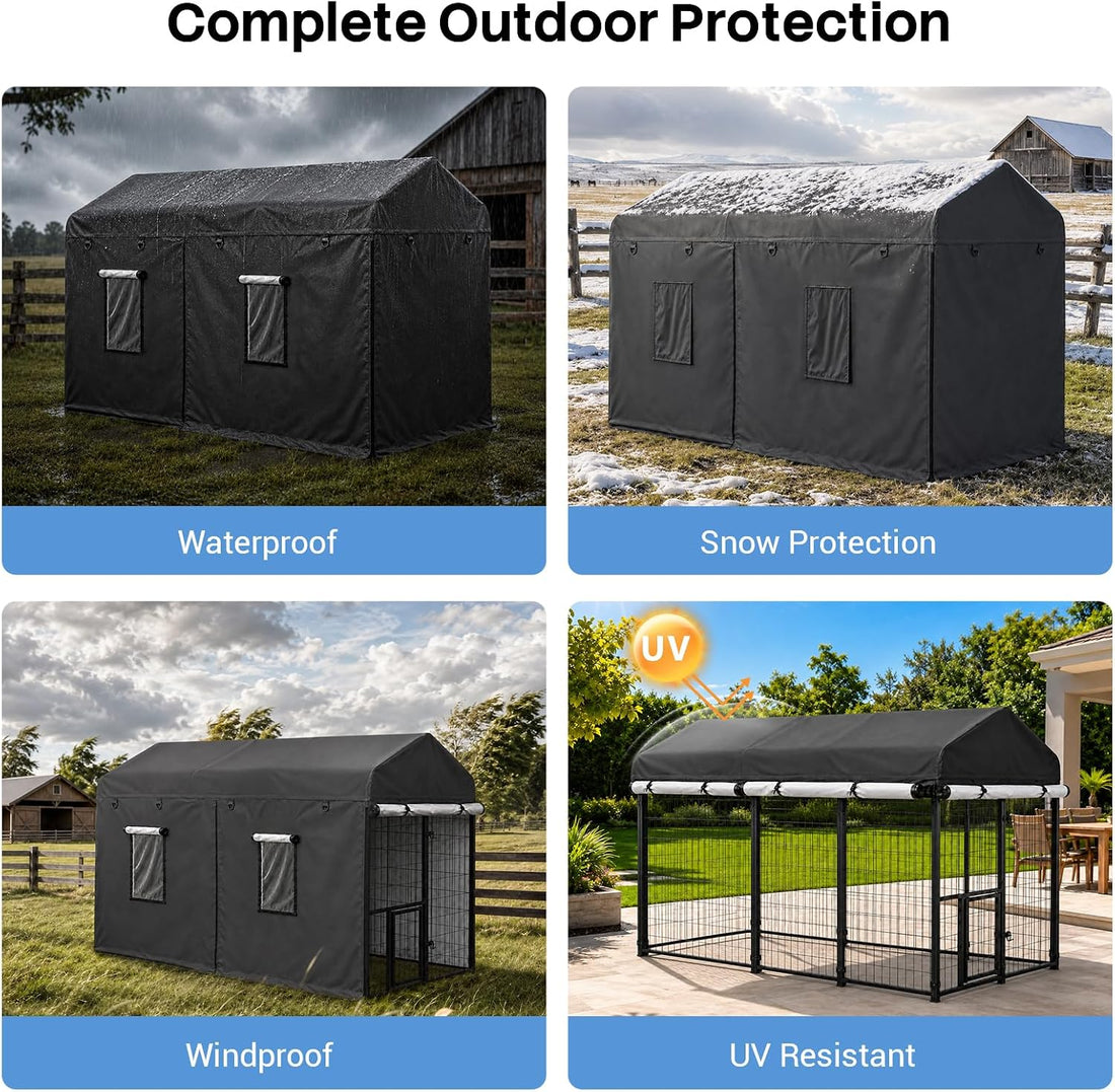 ROOMTEC 8 x 4 FT Outdoor Dog Kennel Cover, Full Side Cover