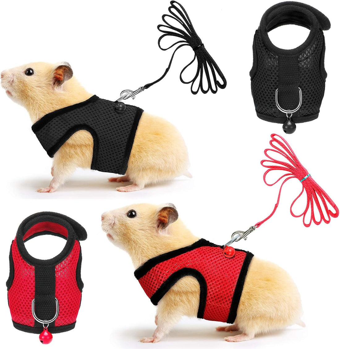 Satinior 2 Sets Guinea Pig Harness and Leash Kit, Green, Pink, S