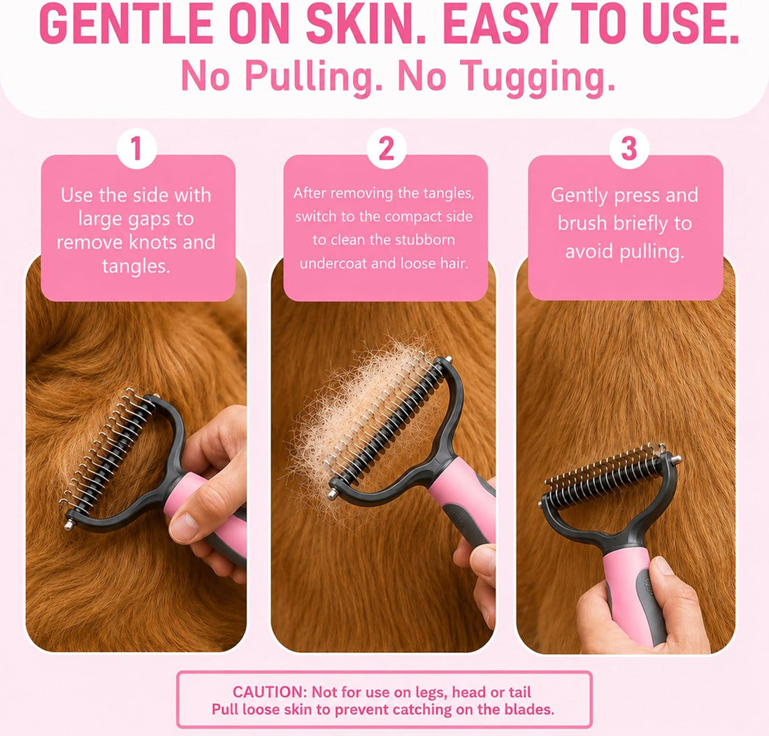 Deshedding Dog Brush for Shedding & Cat Undercoat Rake Pet Grooming