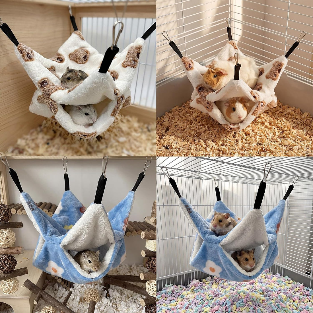 2 Pack Guinea Pig Hammock, Rat Hammock, Double Layer Bed