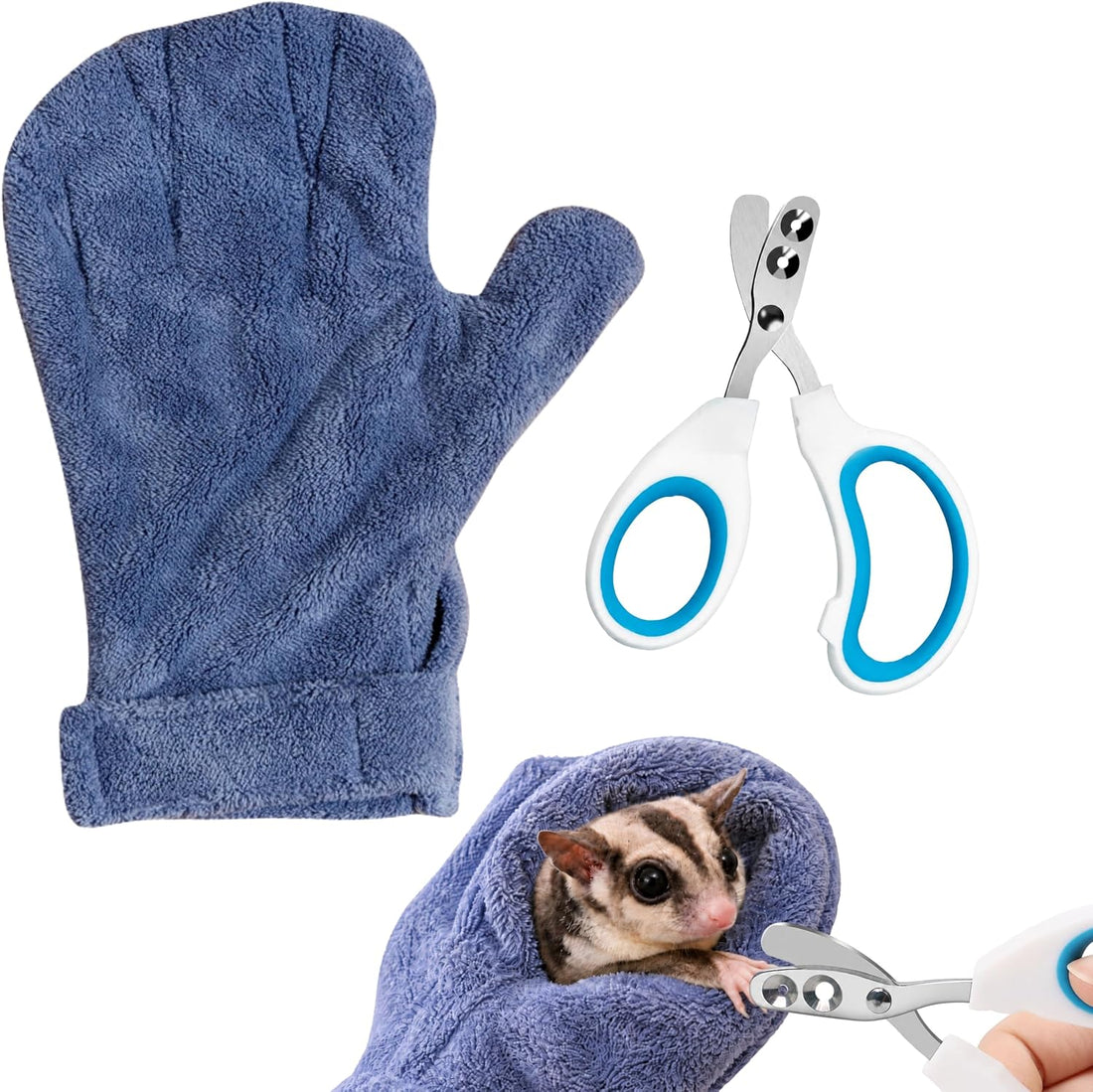 Sugar Glider Nail Trimming Kit with Handling Glove and Nail Scissors