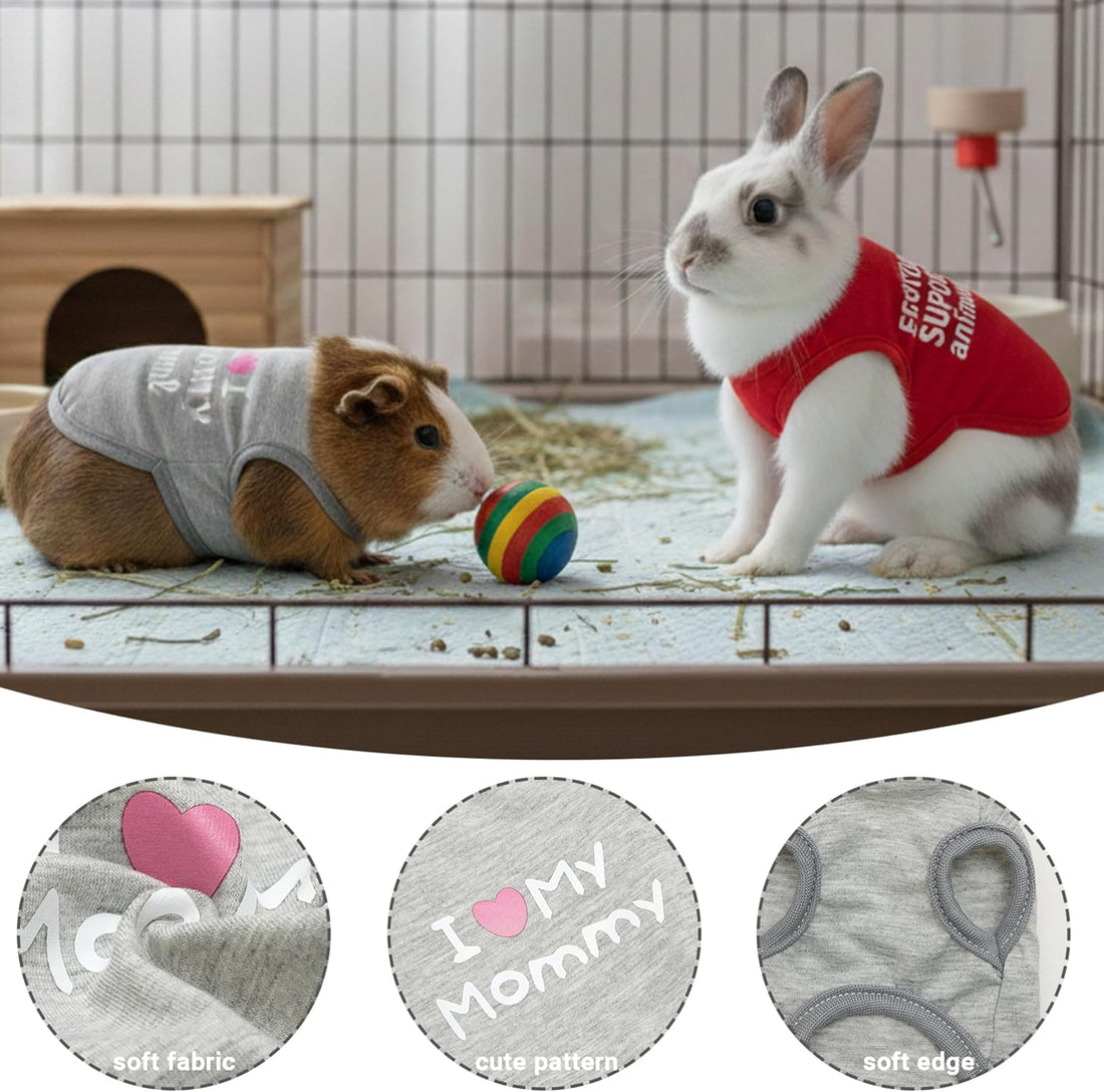 Guinea Pig Clothes (2-Pack), Soft Small Animal Vest T-Shirt