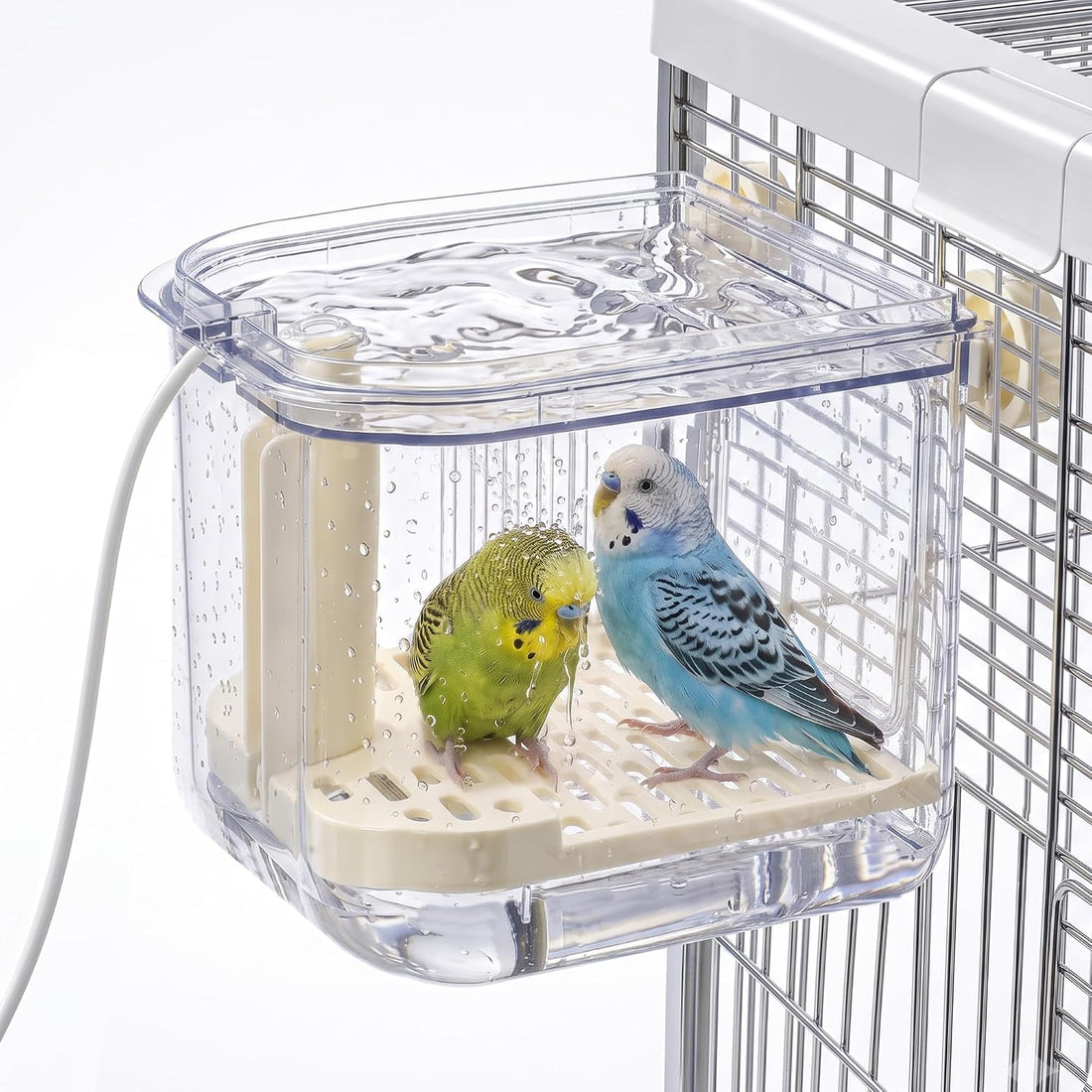Jenvd Automatic Circulating No Mess Bird Bath Box for Cage with Quiet