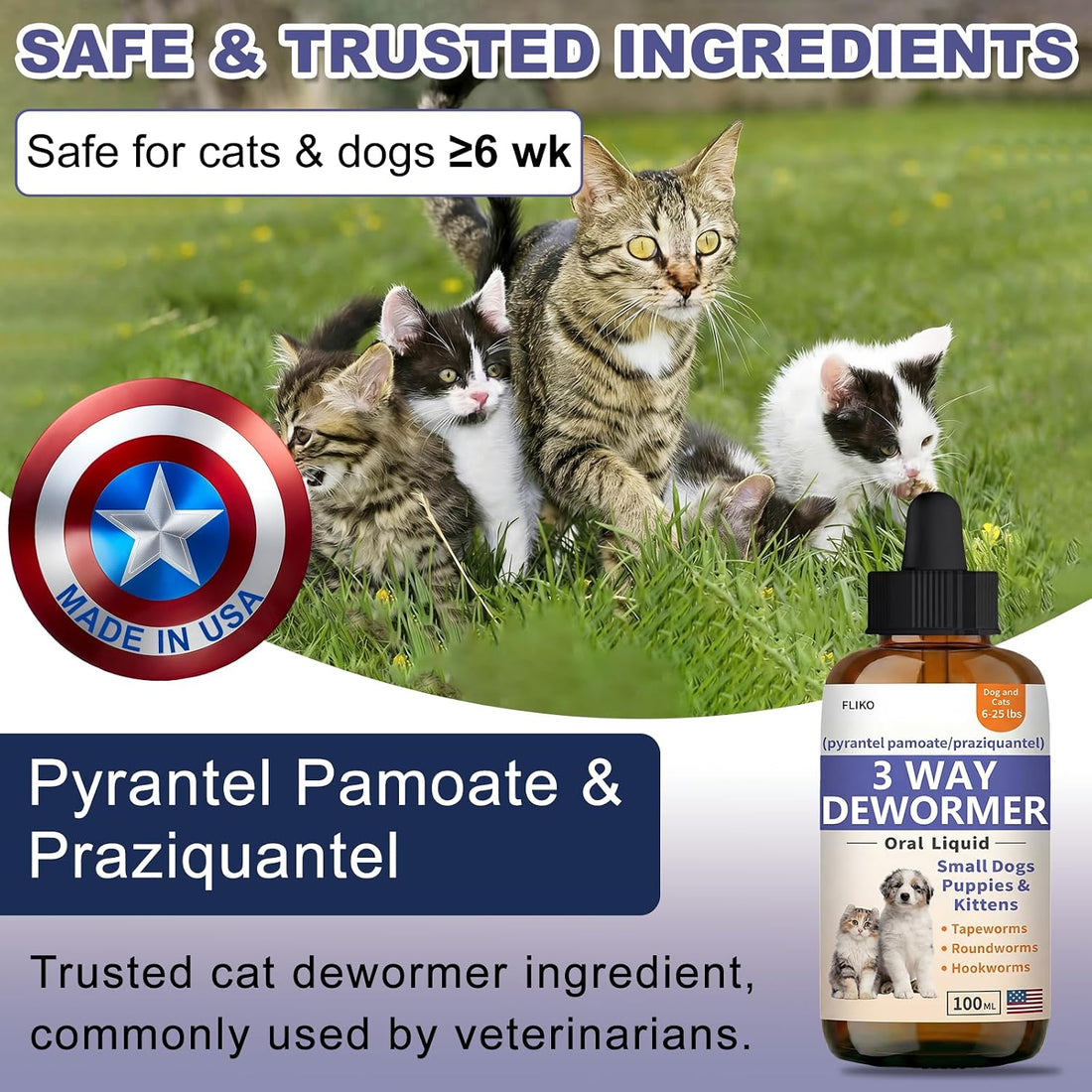 FLIKO Dewormer for Dogs, Puppies & Cats, Tapeworms