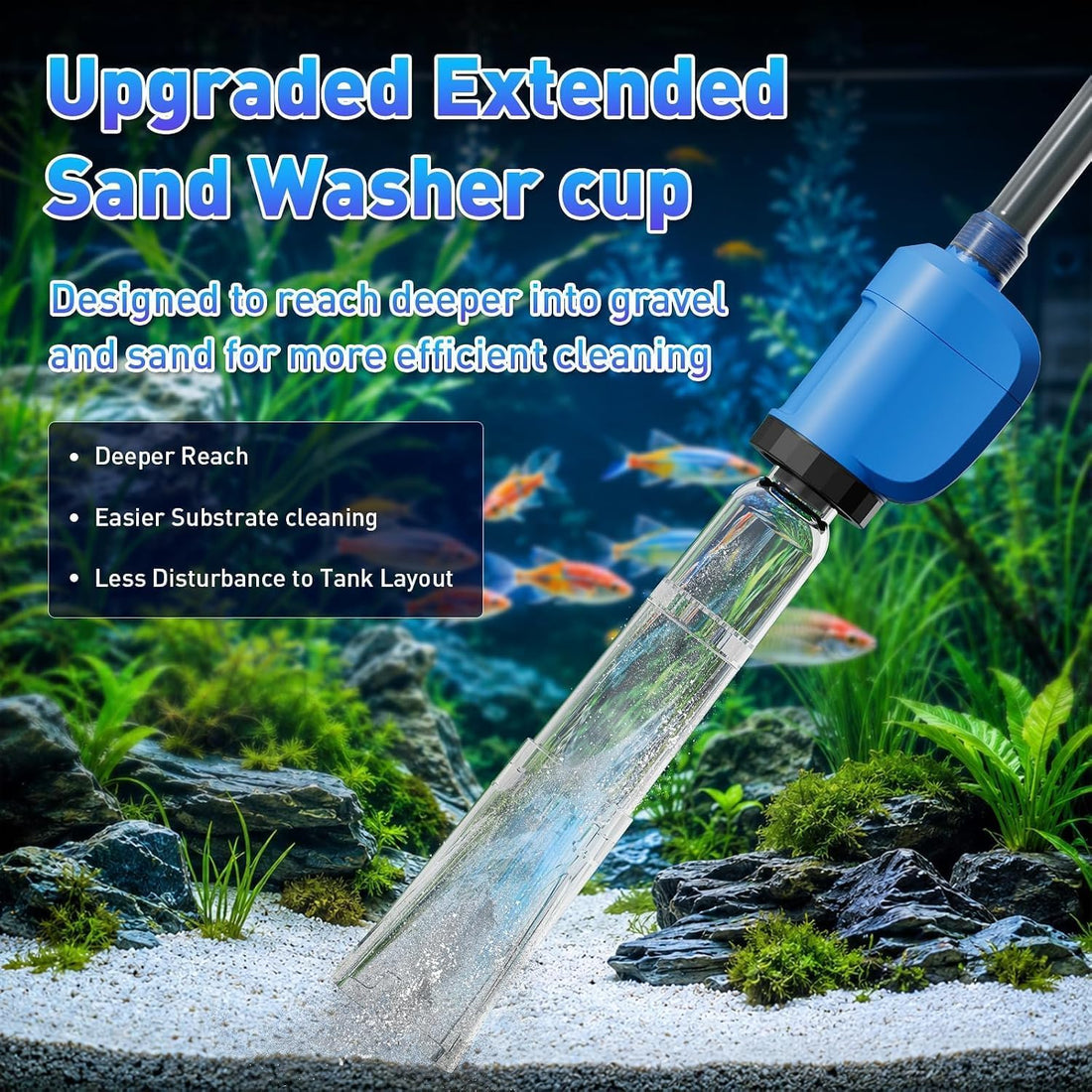 6-in-1 Electric Aquarium Gravel Cleaner, 530GPH Fish Tank Vacuum