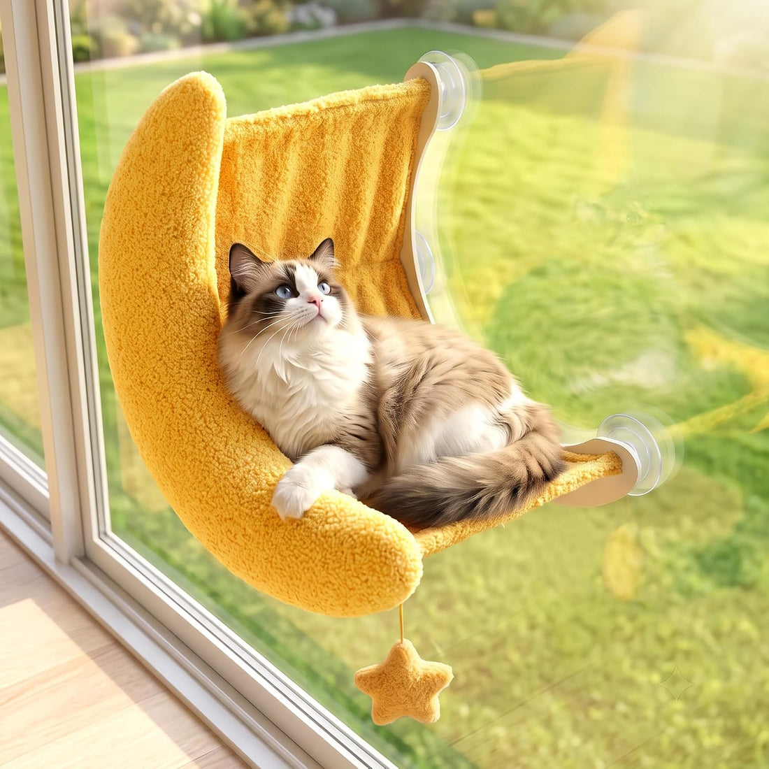 Cat Window Perch Moon Shape, Large Window Cat Bed Washable