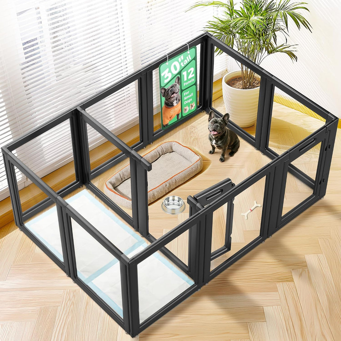 FXW Add-On Whelping Gate & Panel for AuraSpace Acrylic Indoor Dog