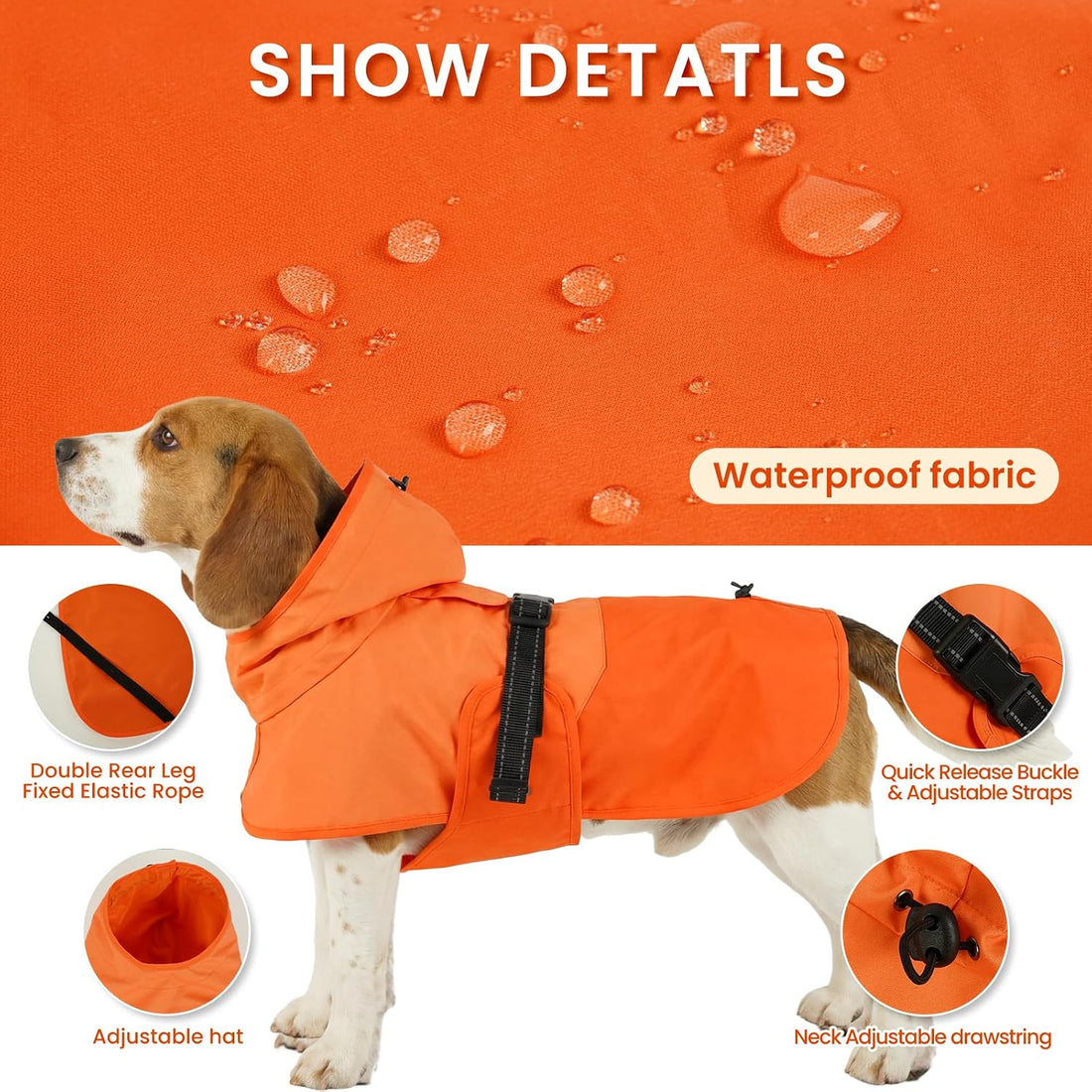 BRKURLEG Dog Raincoat for Small Medium and Large Dogs Waterproof Dog