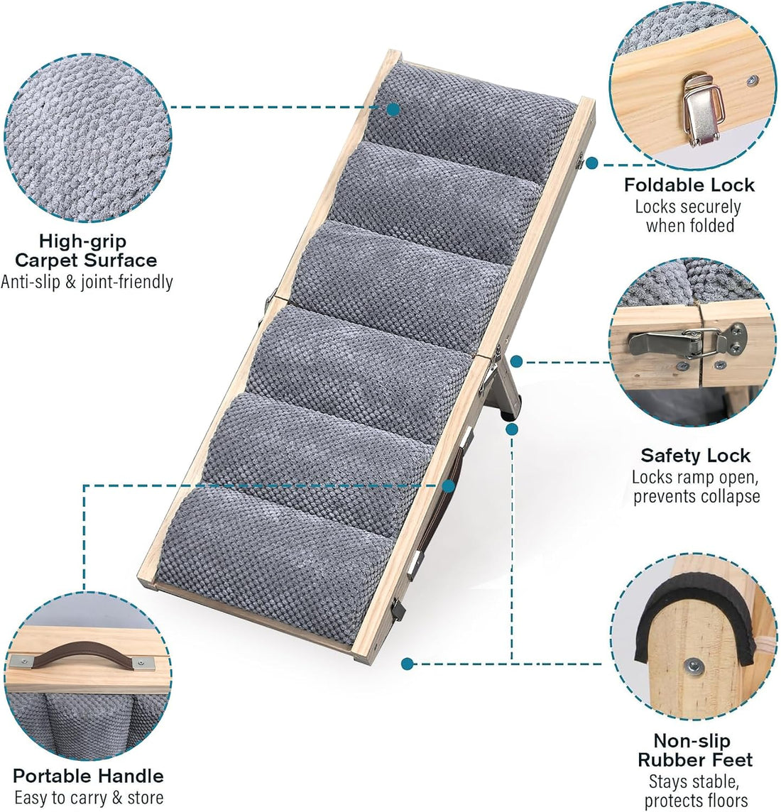 Wood Wavy Folding Small Dog Ramp