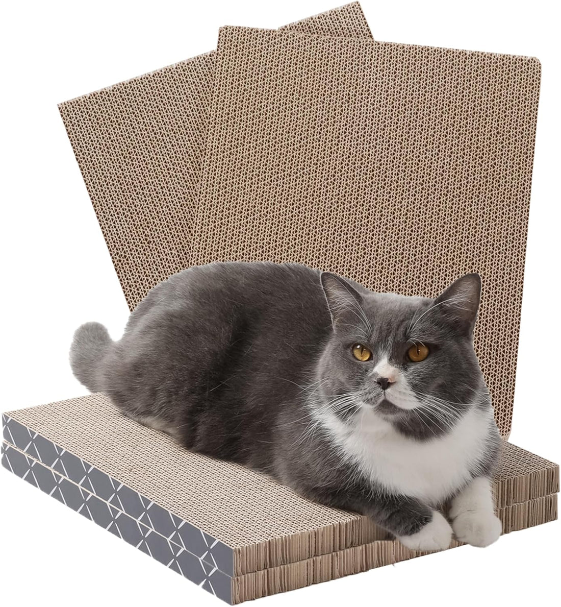 Hide & Scratch Cat Scratcher Refill Pads 4 Pack Double Sided Cardboard