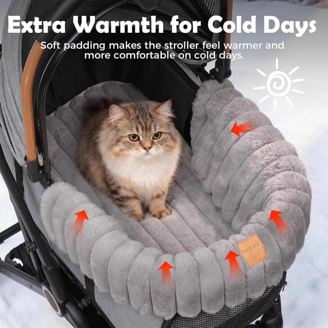 GTPLAYER Pet Stroller Mat, Plush Quilted Dog & Cat Stroller Liner Pad