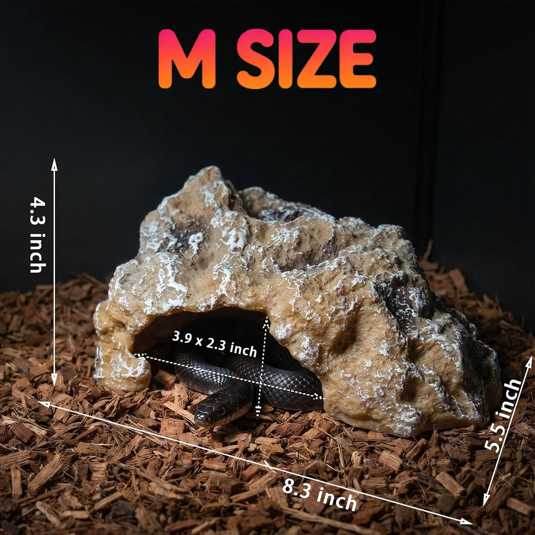 Reptile Hide Rock Cave, Small Resin Corner Hideout for Juvenile