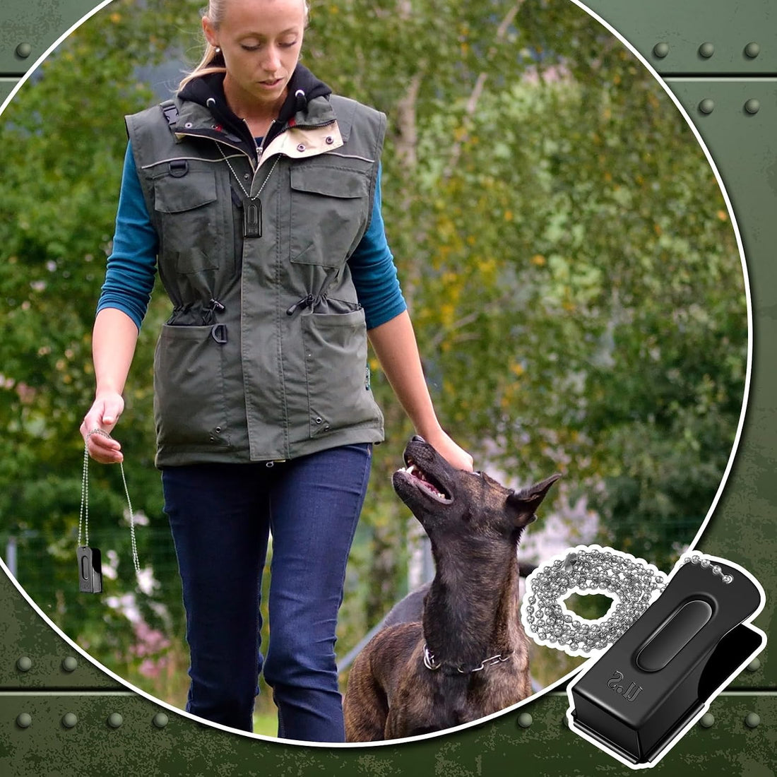 Jenaai 3 Pieces Brass Dog Training Clicker with Chain for Dogs Cats