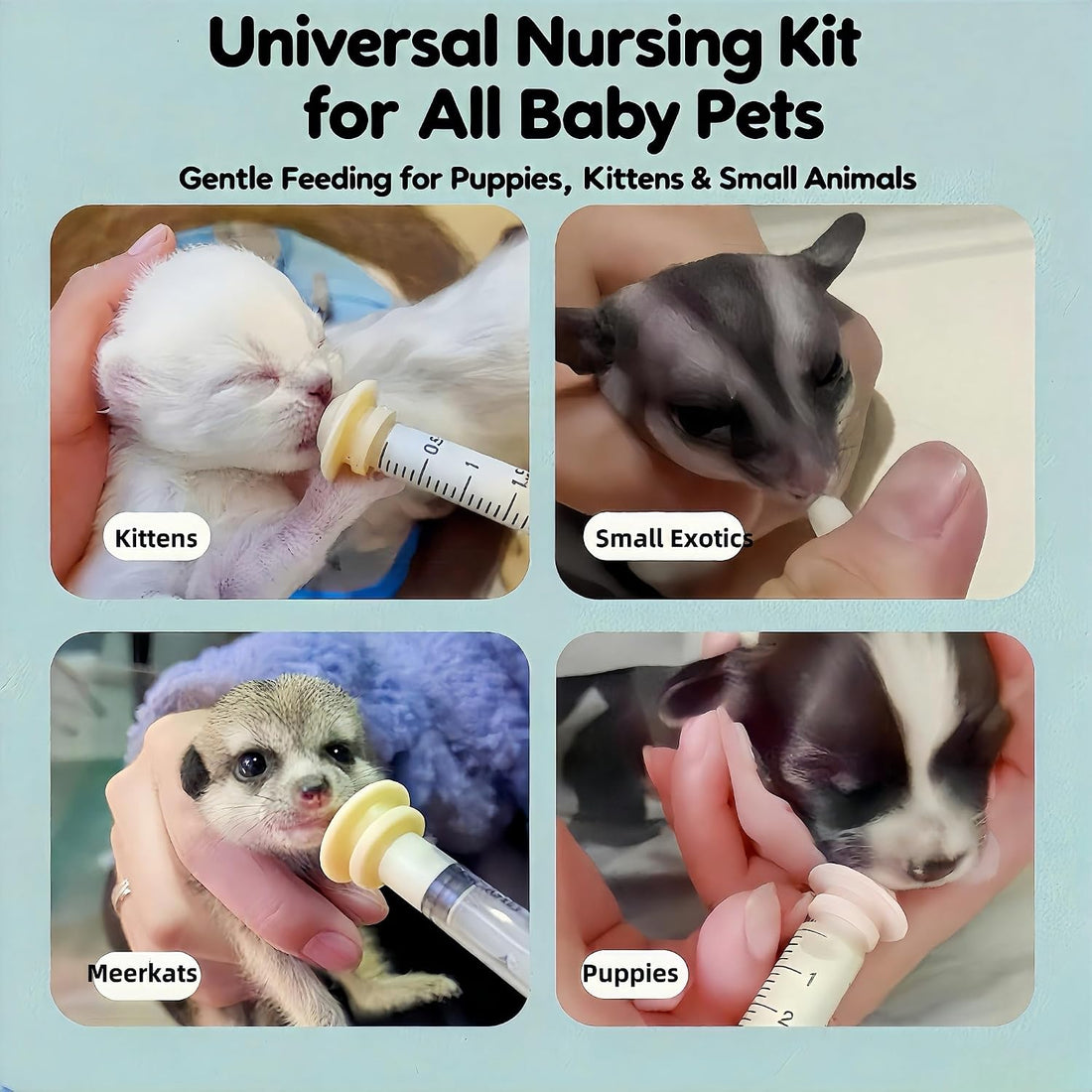 Pet Nursing Kit, Kitten Bottle Feeding Set with Nursing Nipples