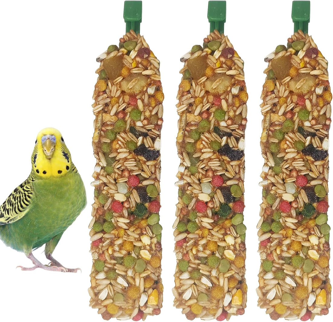 Parakeet Treats Sticks 3 PCS Bird Cereal Snacks Natural Chewing Toys