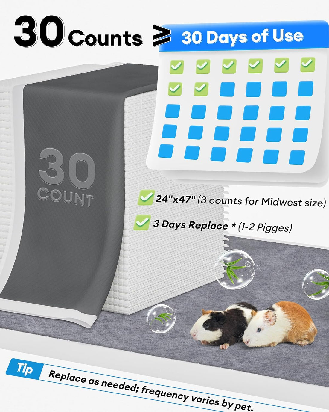 BUCATSTATE Disposable Guinea Pig Cage Liners 30 Count