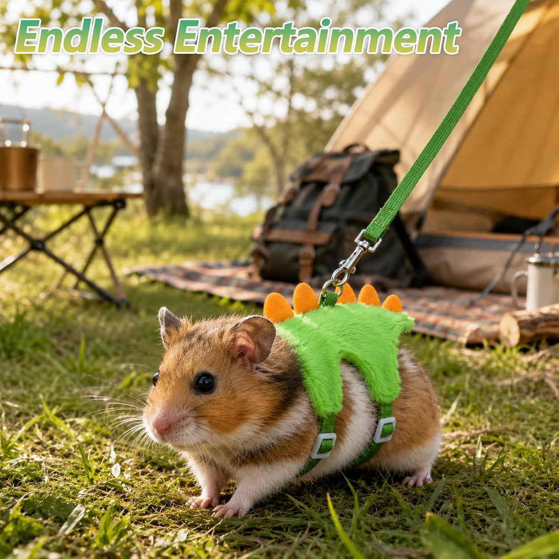 2 Pcs Hamster Harness,Green Guinea Pig Leash