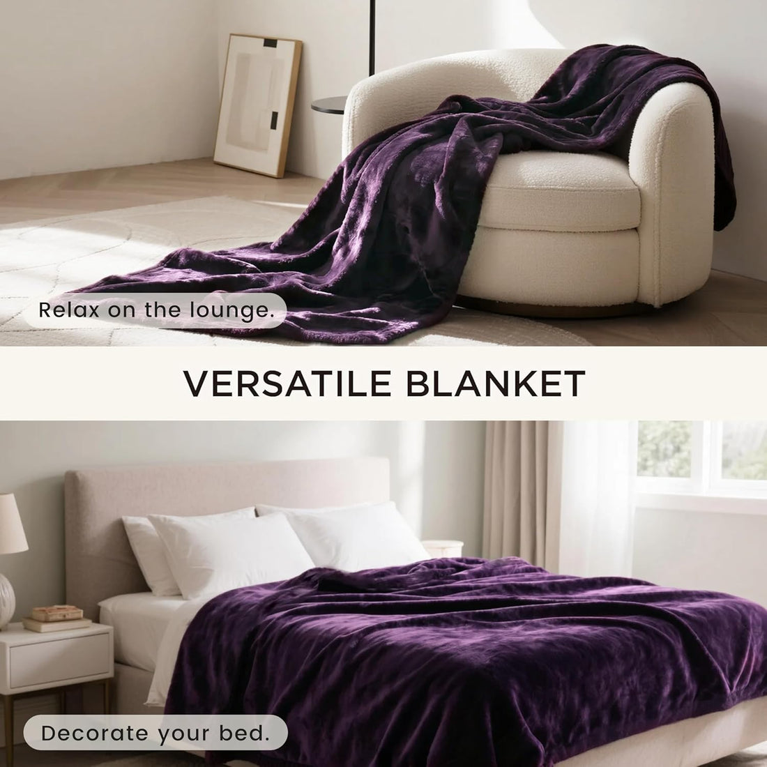 gogobunny Waterproof Blanket for Bed Couch, Sherpa Fleece Throw, 50x60