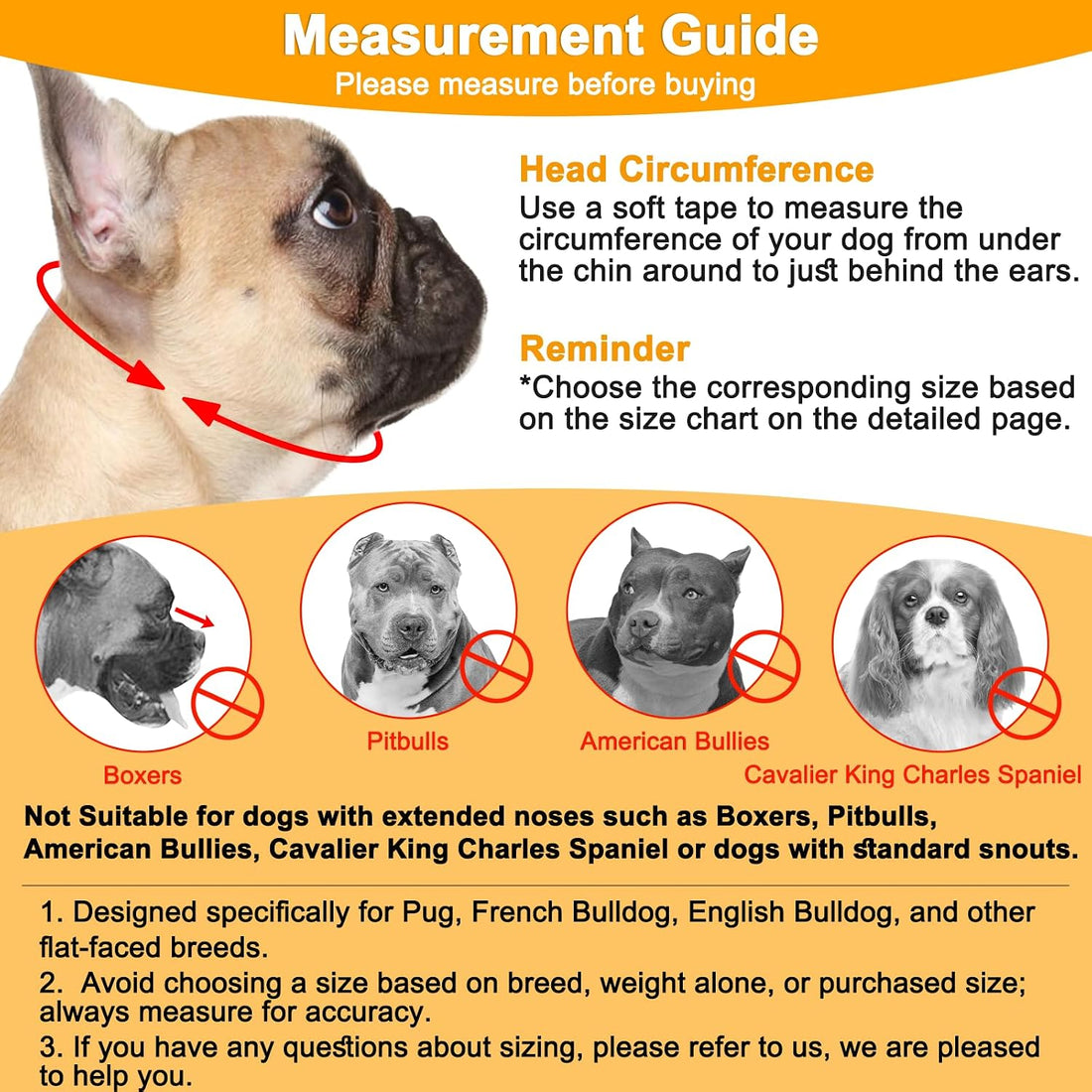 BARKLESS Short Snout Muzzle for French Bulldog, Shih Tzu