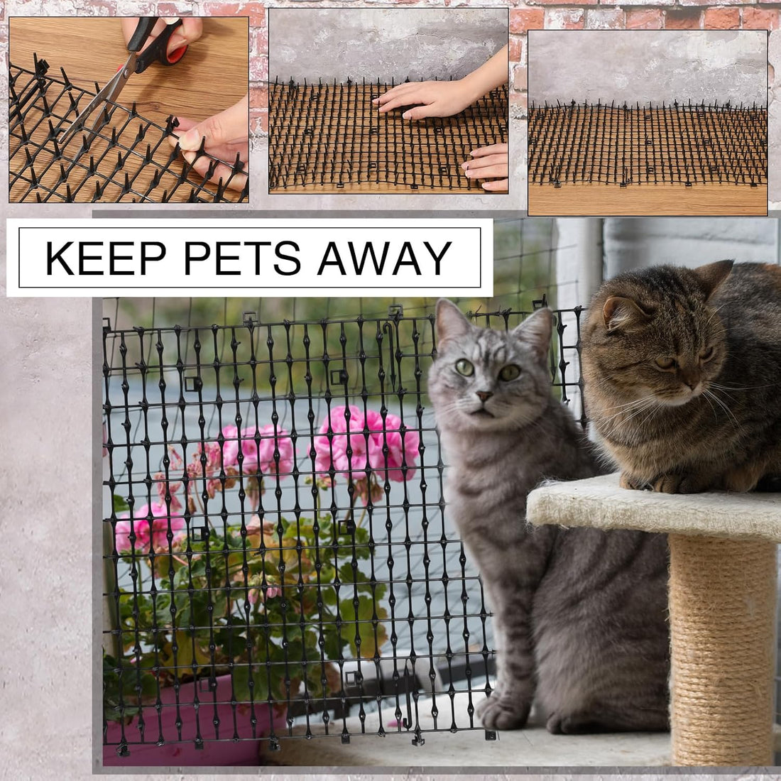 Abbylike 3 Pack 6.5 ft Cat Repellent Mat with Soft Spikes