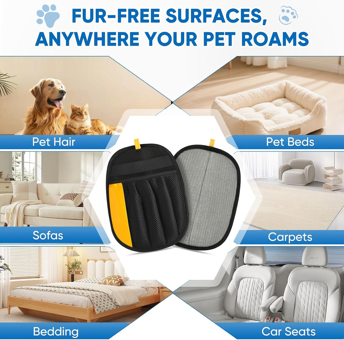 Electrostatic Pet Hair Removal Glove, Five-Finger, Grooming Mitt