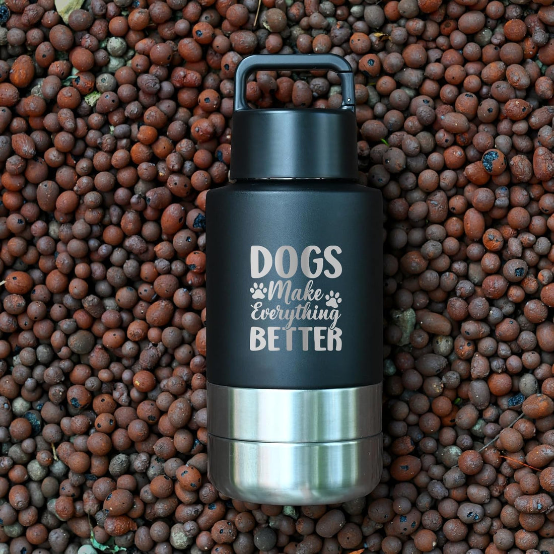 KEWIXY Insulated Dog Travel Water Bottle With Detachable Bowls