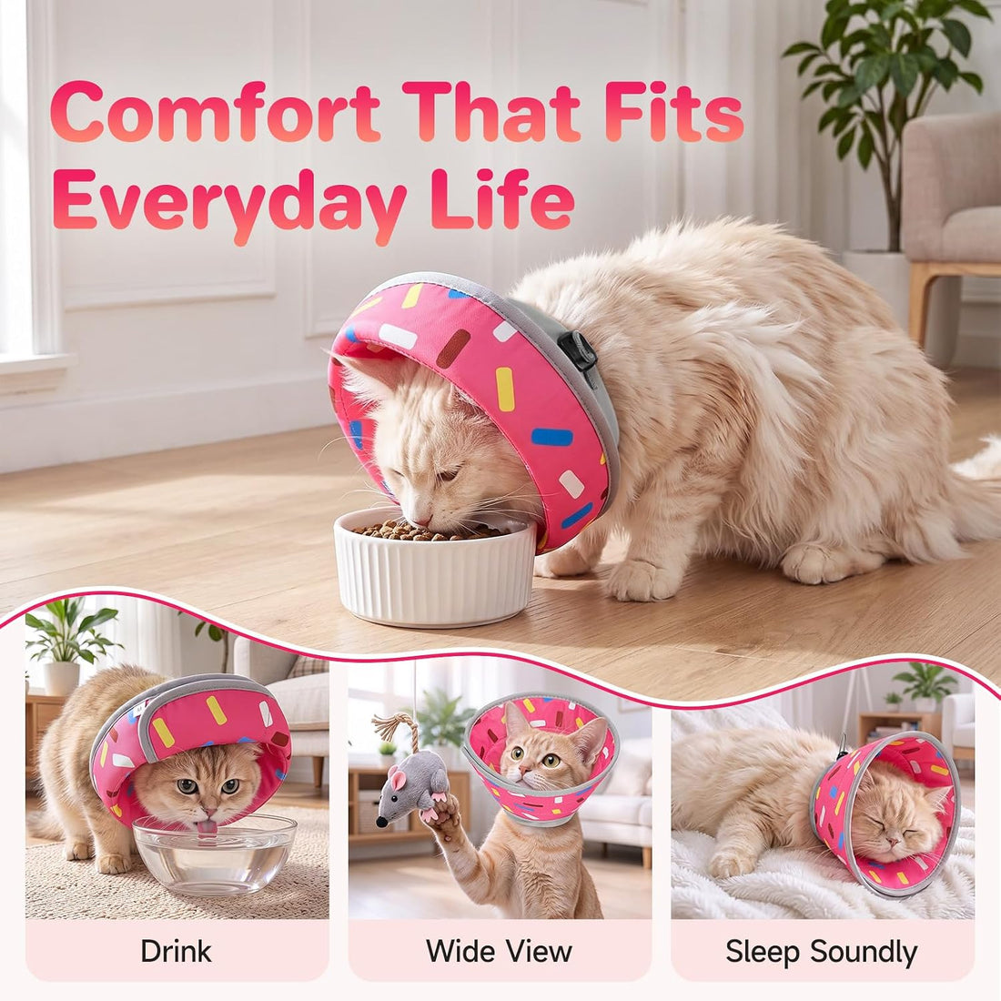 Supet Cat Cone to Stop Licking After Surgery Cat Recovery Collar